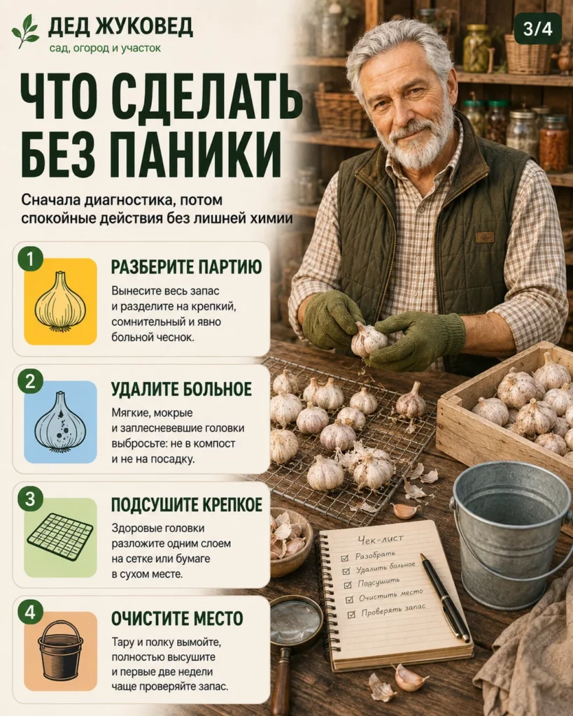 Инфографика 3/4: Чеснок гниет при хранении: что было сделано не так