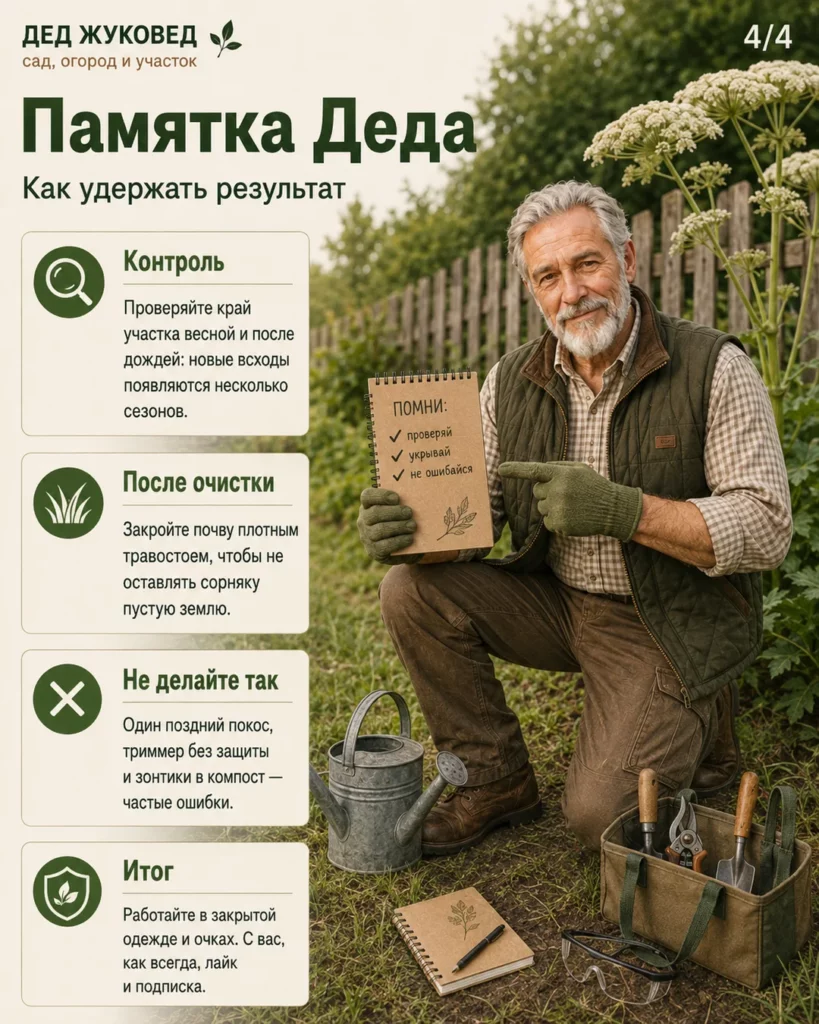 Инфографика 4/4: Борщевик на участке: как сдержать без бесконечной прополки