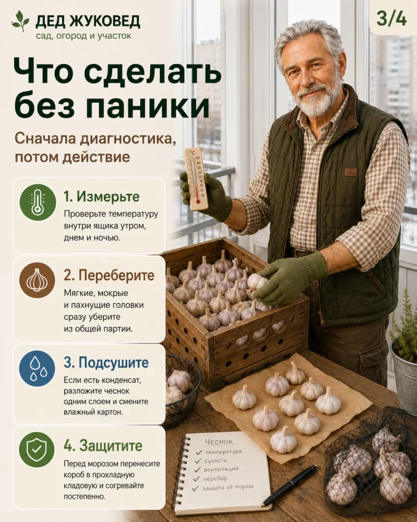 Инфографика 3/4: Чеснок на балконе: как не заморозить и не сгноить