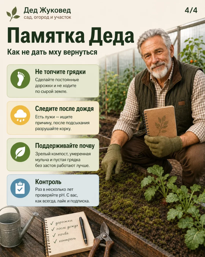 Инфографика 4/4: Мох в грядках: почему появляется и что говорит о почве