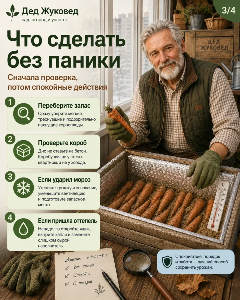 Инфографика 3/4: Морковь на балконе: как не заморозить и не сгноить