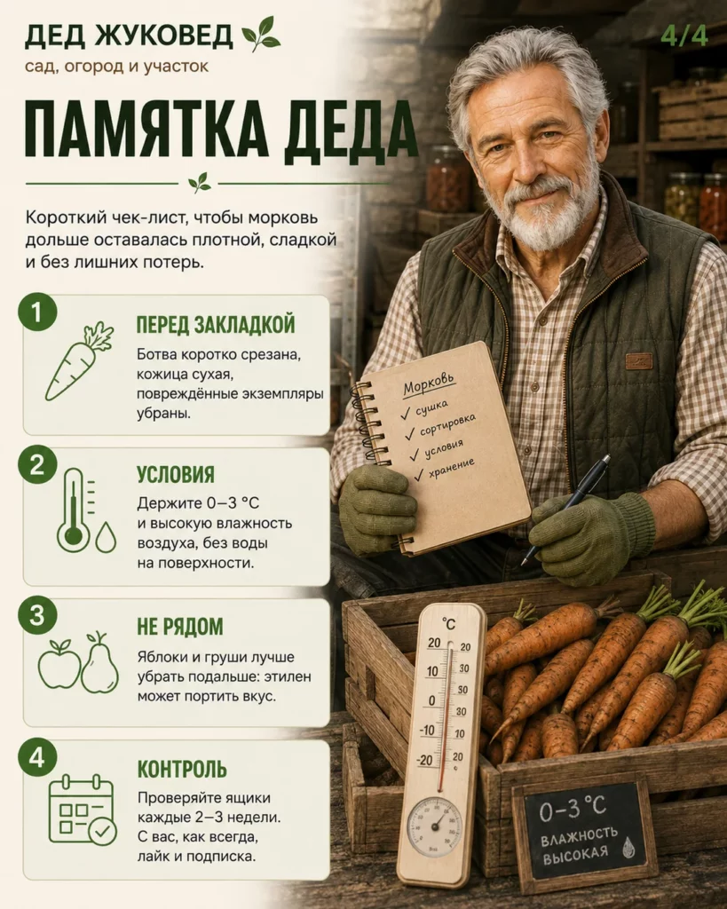 Инфографика 4/4: Морковь после уборки: когда сушить, чистить и убирать на хранение
