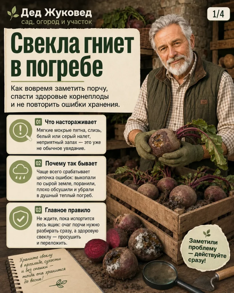 Инфографика 1/4: Свекла гниет при хранении: что было сделано не так