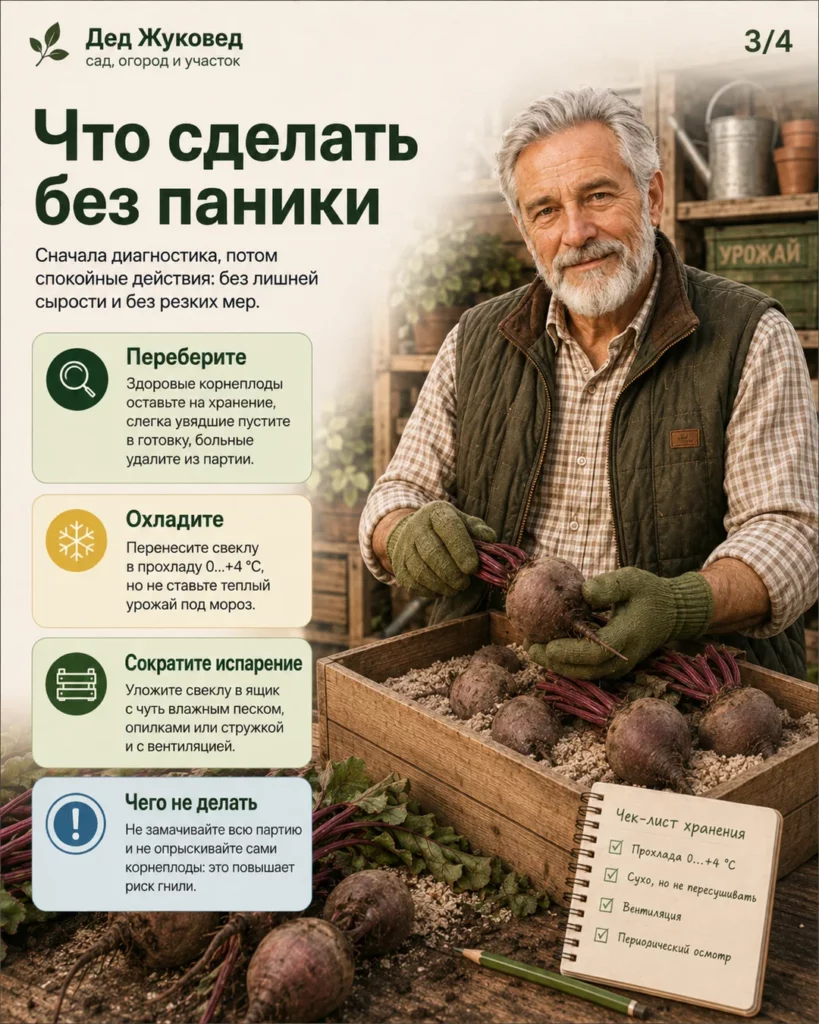 Инфографика 2/4: Свекла вянет после уборки: как сохранить урожай дольше