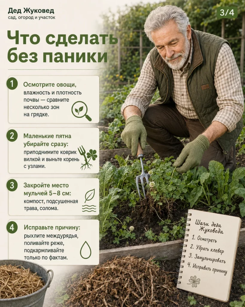 Инфографика 3/4: Клевер в грядках: почему появляется и что говорит о почве