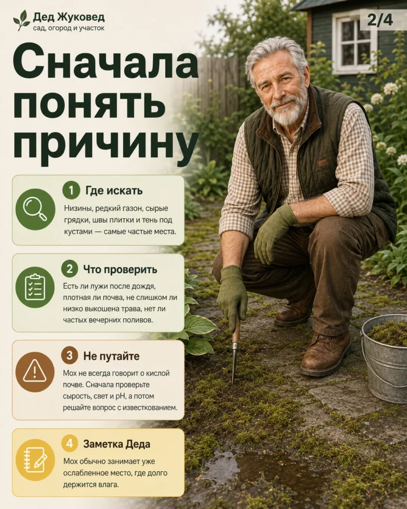 Инфографика 2/4: Мох: как убрать аккуратно и не разнести по всему участку