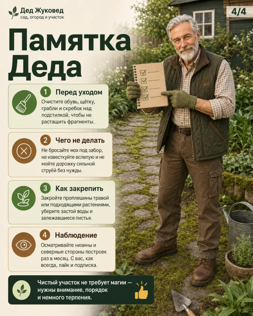 Инфографика 4/4: Мох: как убрать аккуратно и не разнести по всему участку