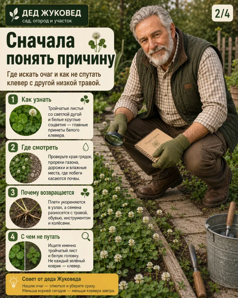 Инфографика 2/4: Клевер: как убрать аккуратно и не разнести по всему участку