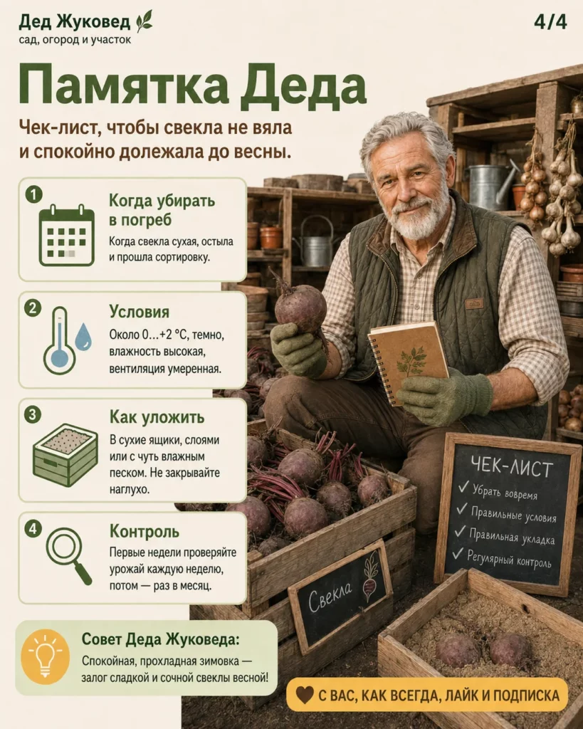 Инфографика 4/4: Свекла после уборки: когда сушить, чистить и убирать на хранение