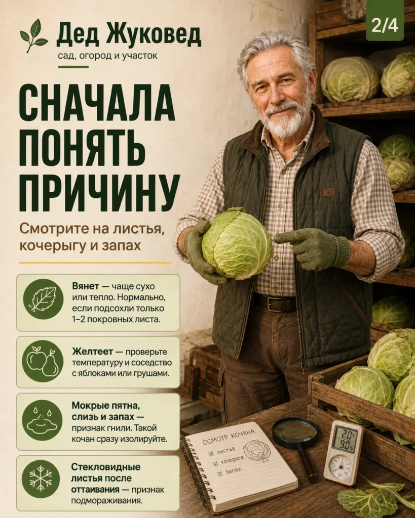 Инфографика 2/4: Капуста хранить до весны: какие условия нужны дома и в погребе