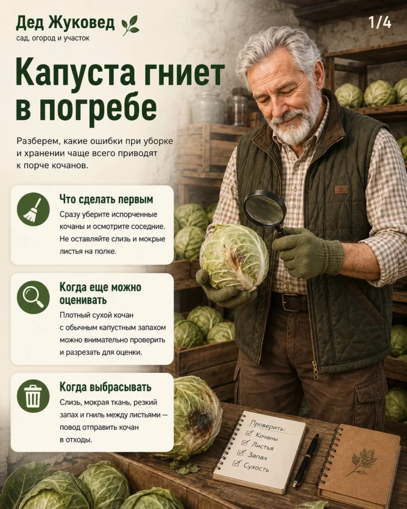 Инфографика 1/4: Капуста гниет при хранении: что было сделано не так