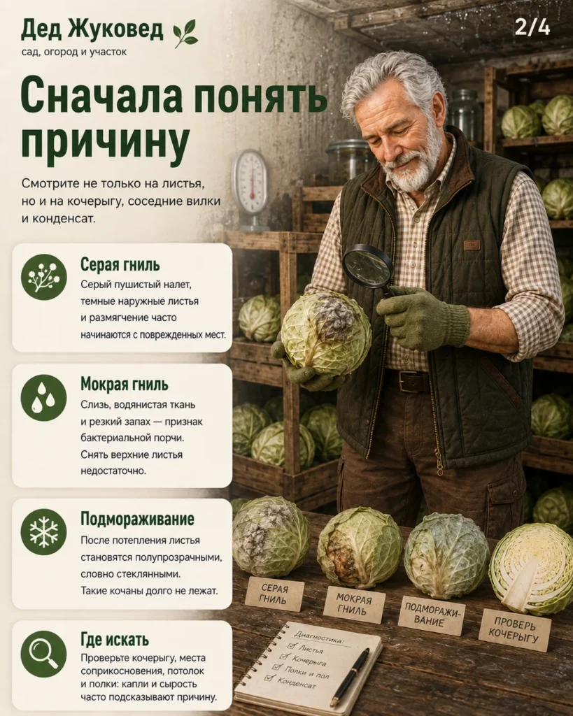 Инфографика 2/4: Капуста гниет при хранении: что было сделано не так