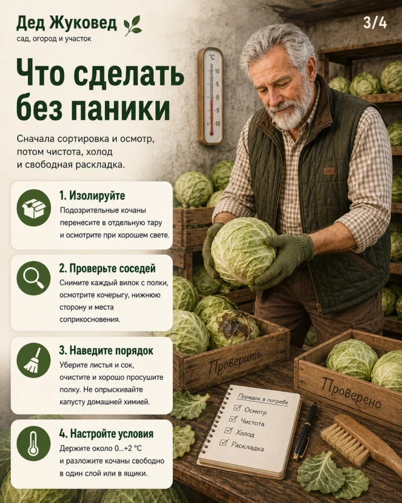 Инфографика 3/4: Капуста гниет при хранении: что было сделано не так