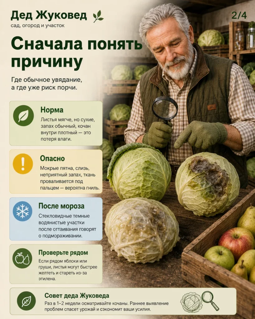 Инфографика 2/4: Капуста вянет после уборки: как сохранить урожай дольше