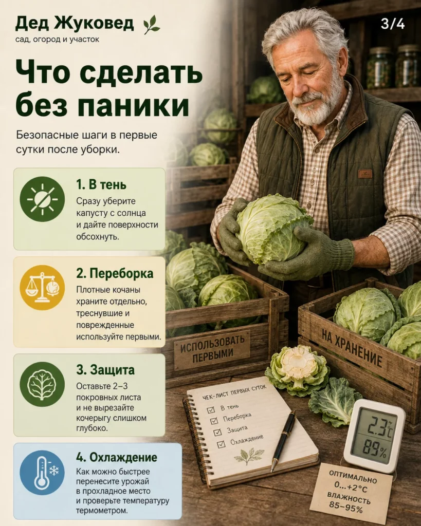 Инфографика 3/4: Капуста вянет после уборки: как сохранить урожай дольше