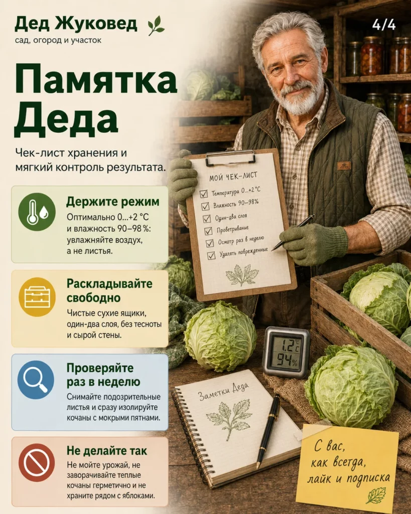 Инфографика 4/4: Капуста вянет после уборки: как сохранить урожай дольше
