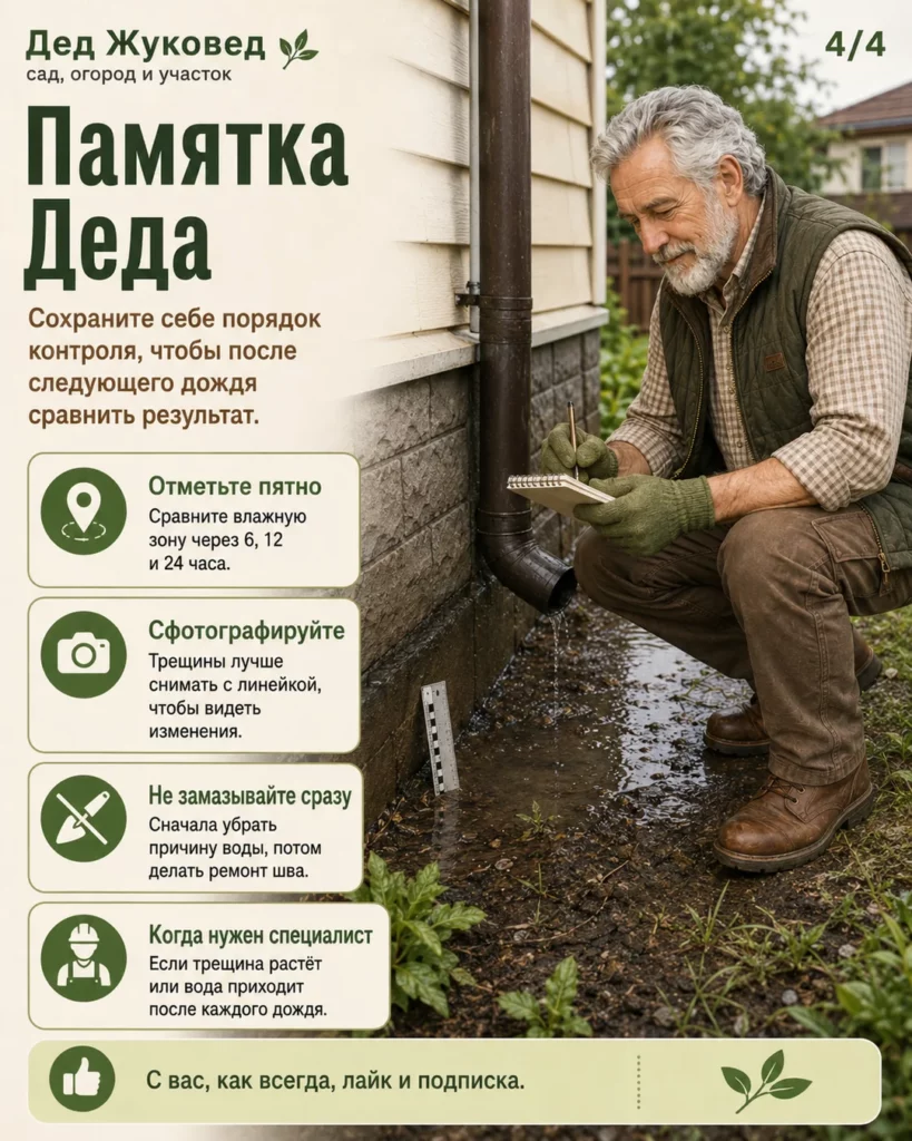 Инфографика 4/4: Влага у фундамента: что проверить первым после сильного дождя