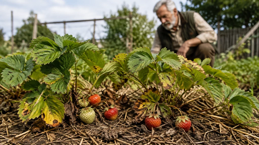Как выглядит земляника, которой мешает старая мульча